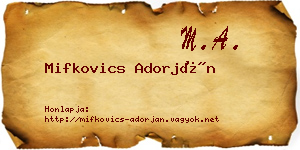 Mifkovics Adorján névjegykártya